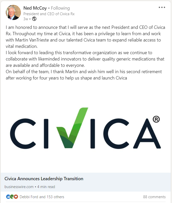 Ned McCoy to be next President and CEO of Civica